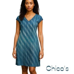 Chico’s EasyWear Blue Wrinkle Free Dress NWOT Size 4